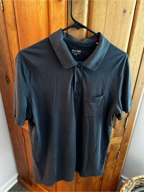 DU/ER Men's dark charcoal Polo with Chest Pocket